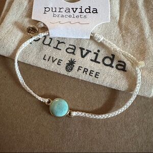 PURA VIDA White Mini Braid Turquoise Riviera Stone Bracelet NEW! STUNNING!